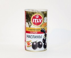 Маслины, ITLV (ИТЛВ) 370 мл Супер с косточкой жестяная банка